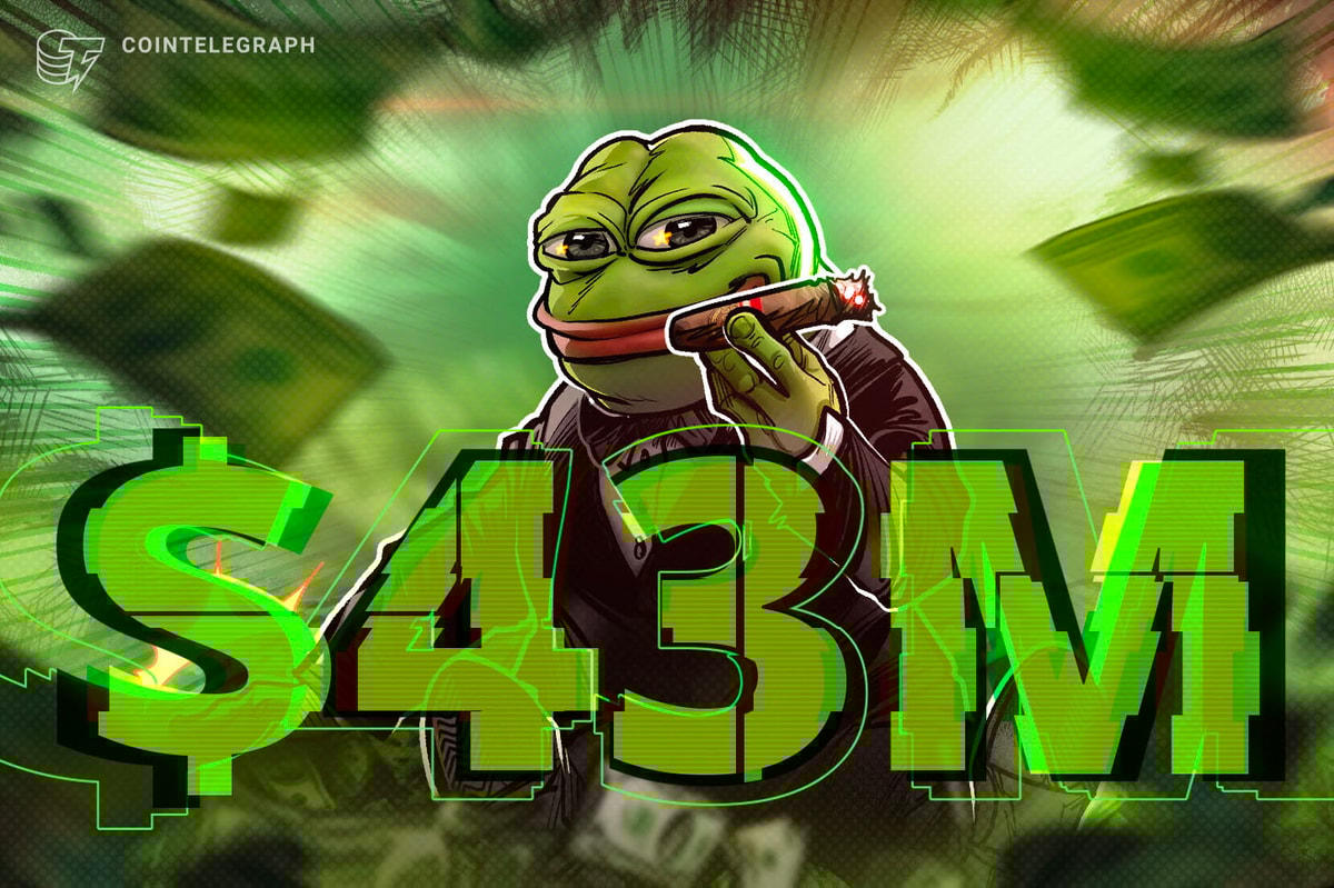 Crypto trader turns $2K PEPE into $43M, sells for $10M profit
