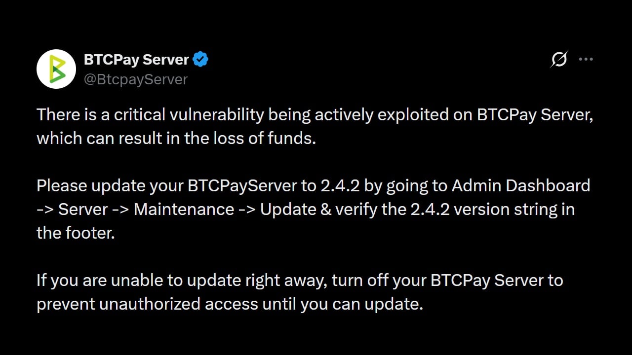 Bitcoin Lightning Nodes Hit as BTCPay Signals Emergency 2.4.2 Fix