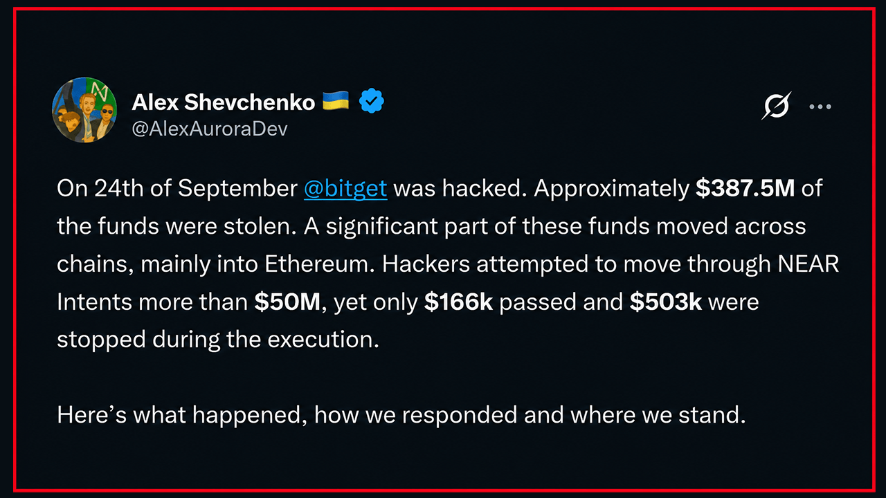 Near Intents Slams Door on $50M in Bitget Hack Laundering Flows