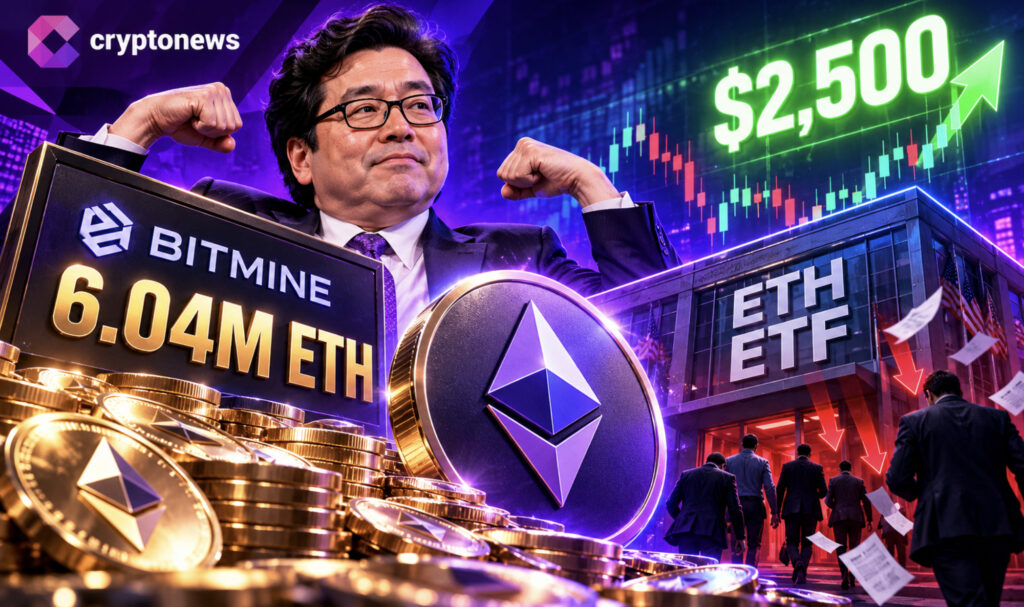 ETH price rebounds toward $2,500 as Bitmine nears 5% of supply, while U.S. Ethereum ETFs record $389M in five-session outflows.